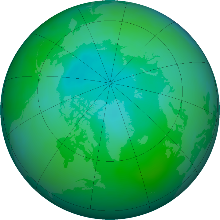 Arctic ozone map for August 2012